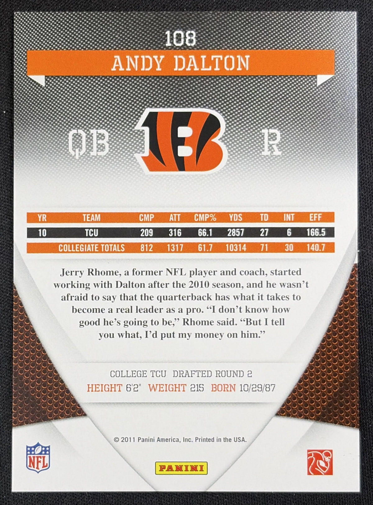Andy Dalton 2011 Panini Donruss Elite /999 Bengals