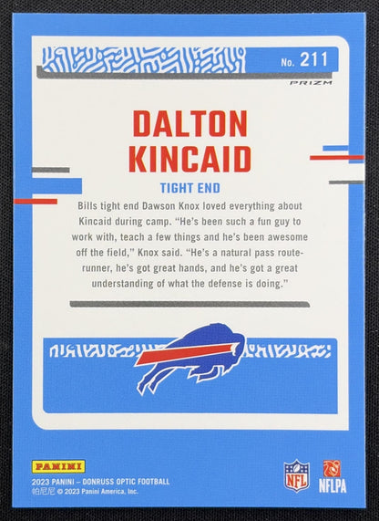 Dalton Kincaid 2023 Panini Donruss Optic Green Hyper Prizm Bills