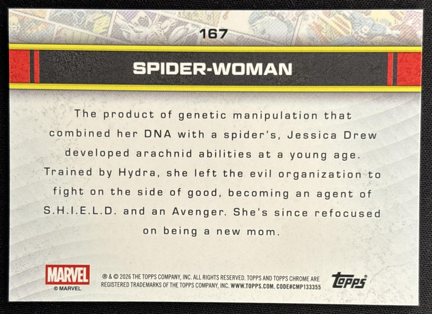 Spider-Woman 2026 Topps Chrome Marvel Comics back