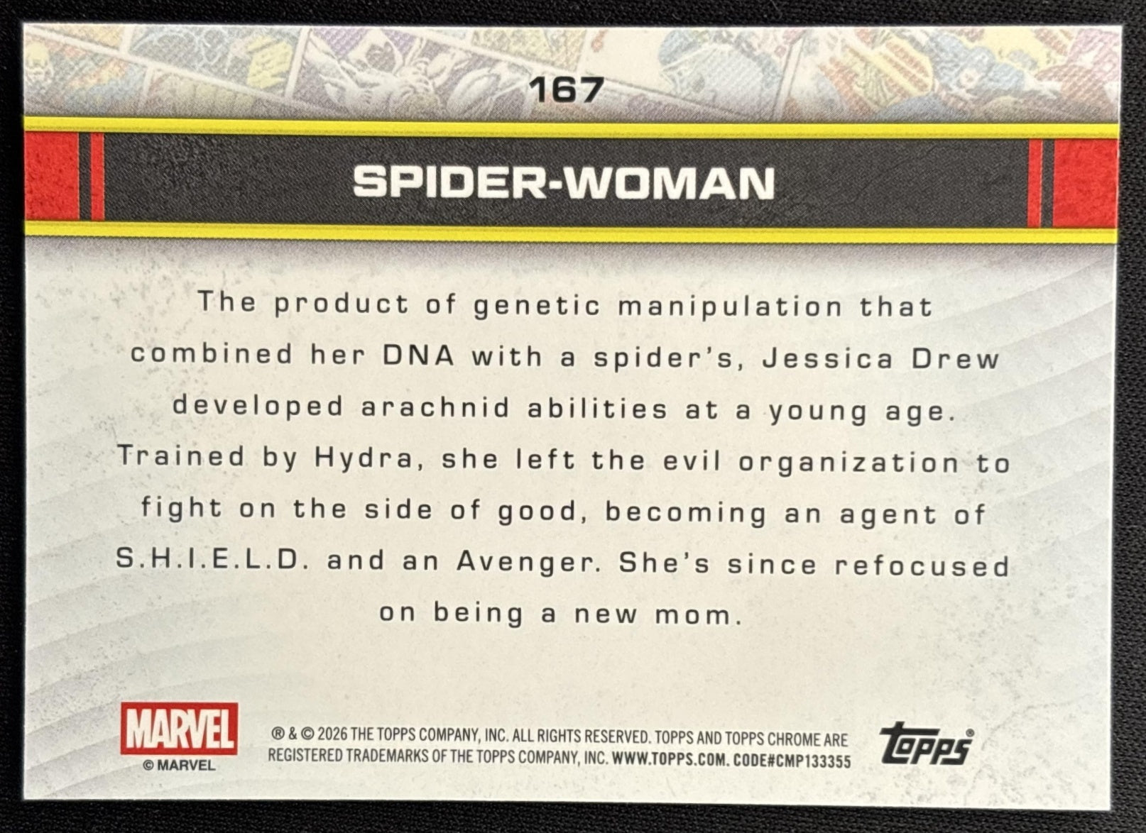 Spider-Woman 2026 Topps Chrome Marvel Comics back