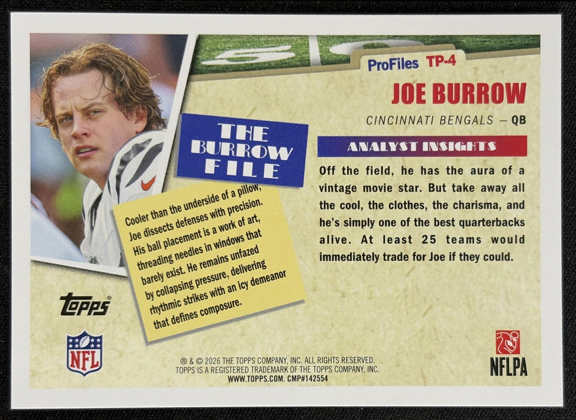 Joe Burrow 2026 Topps Profiles Bengals back