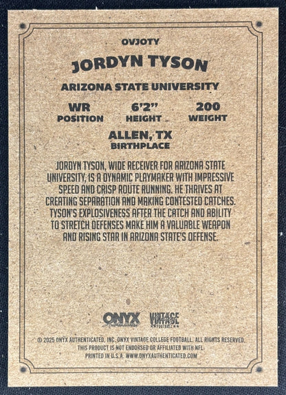 Joryn Tyson 2025 Onyx Vintage Sports Trading Cards