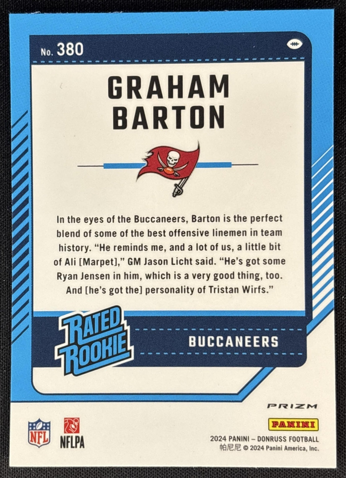 Graham Barton 2024 Panini Donruss Optic Rated Rookie Preview Red Wave Buccaneers