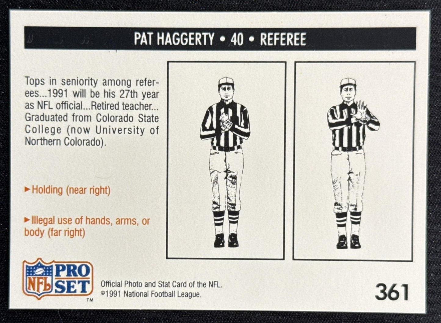 Pat Haggerty 1991 Pro Set Sports Trading Card