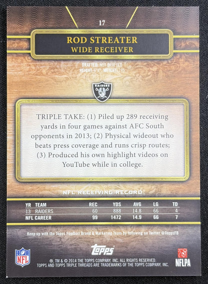 Rod Streater 2014 Topps Triple Threads Raiders