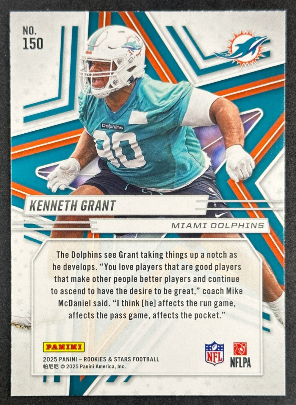Kenneth Grant 2025 Panini Rookies & Stars Dolphins Football