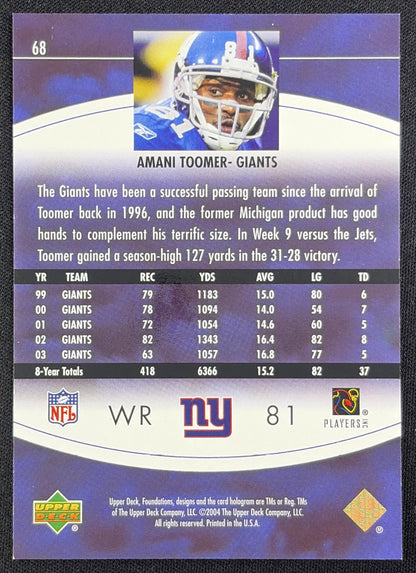 Amani Toomer 2004 Upper Deck Foundations Exclusive Gold /100 Giants