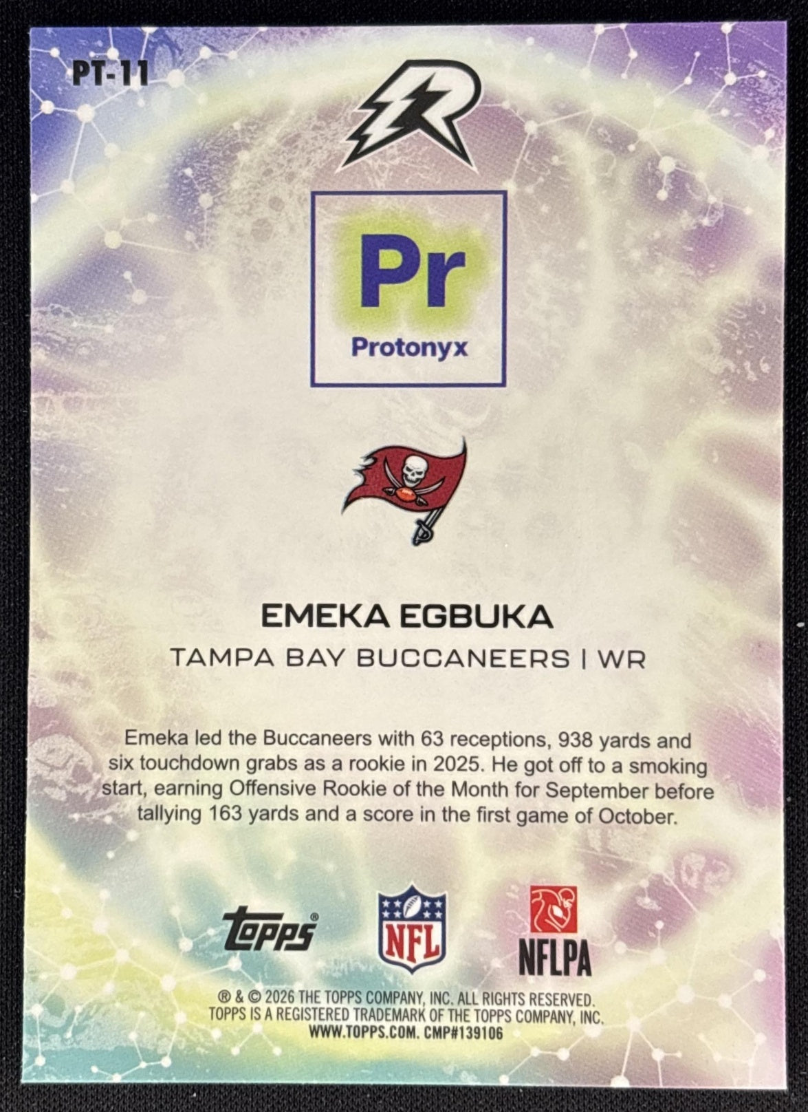 Emeka Egbuka 2025 Resurgence Protonyx Yellow Surge Refractor /225 Buccaneers Sports Trading Cards