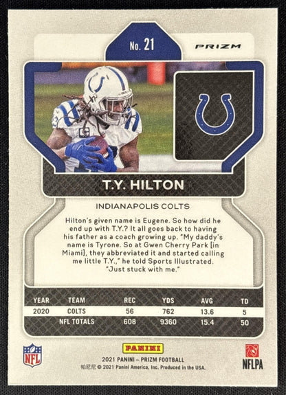 T.Y. Hilton 2021 Panini Prizm Neon Green Pulsar Colts back