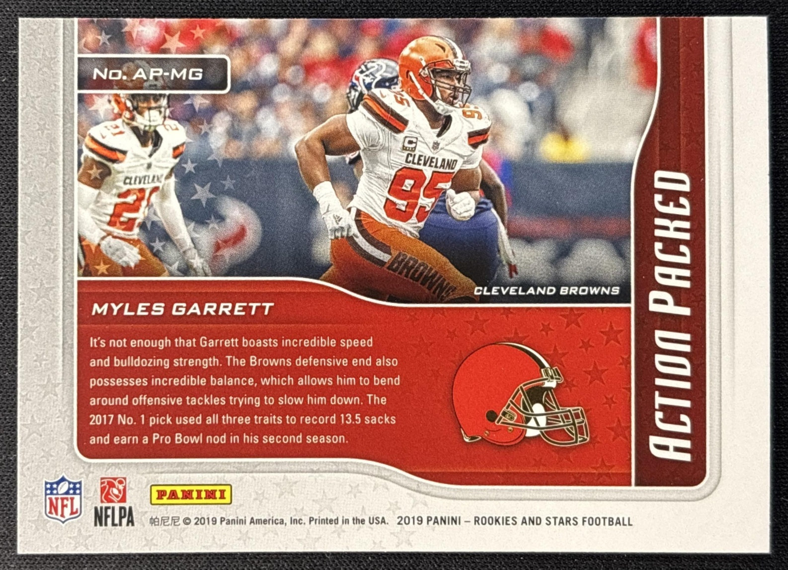 Myles Garrett 2019 Panini Rookies & Stars Action Packed Browns back