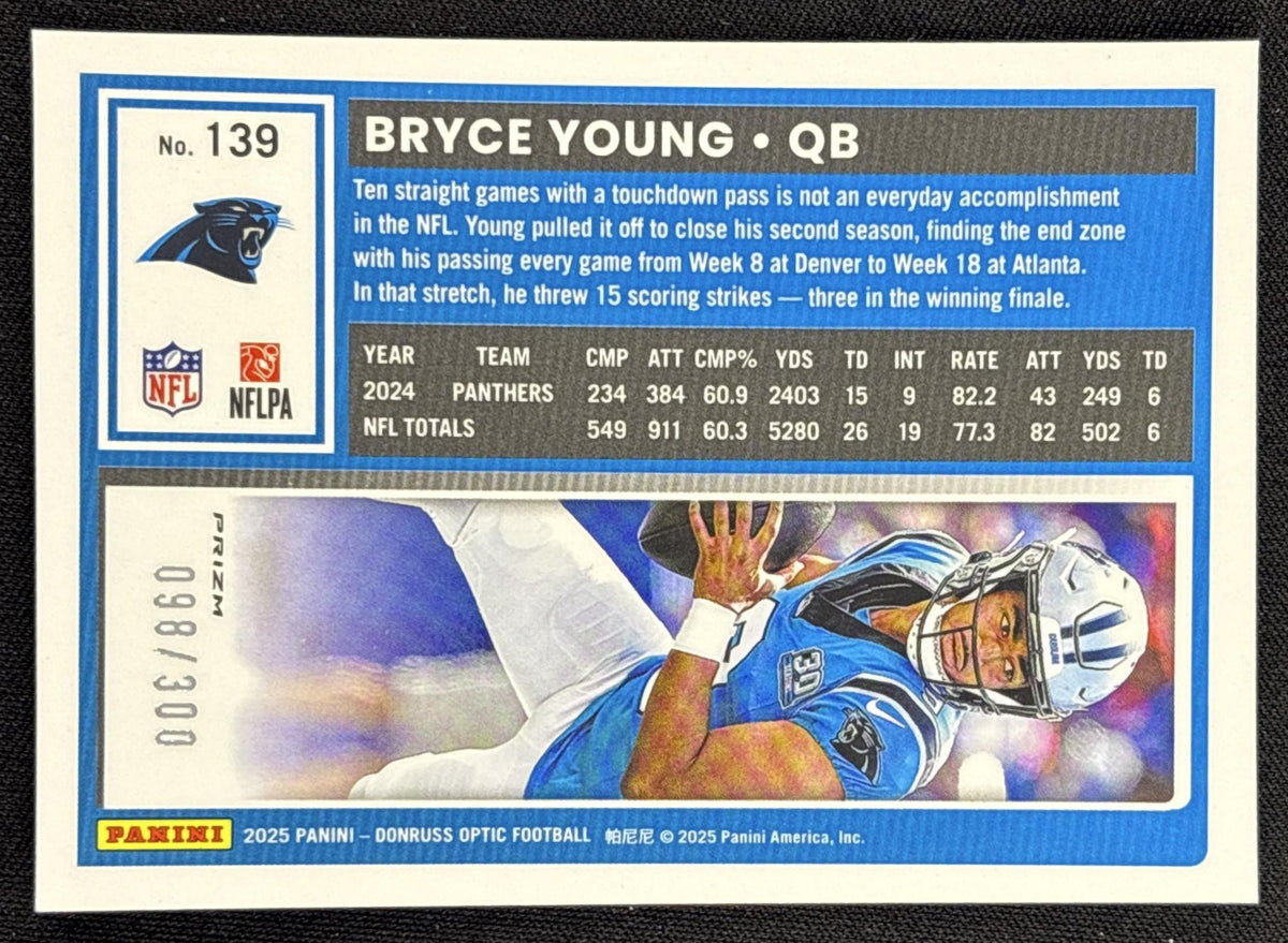 Bryce Young 2025 Panini Donruss Optic Wave Prizm /300 Panthers