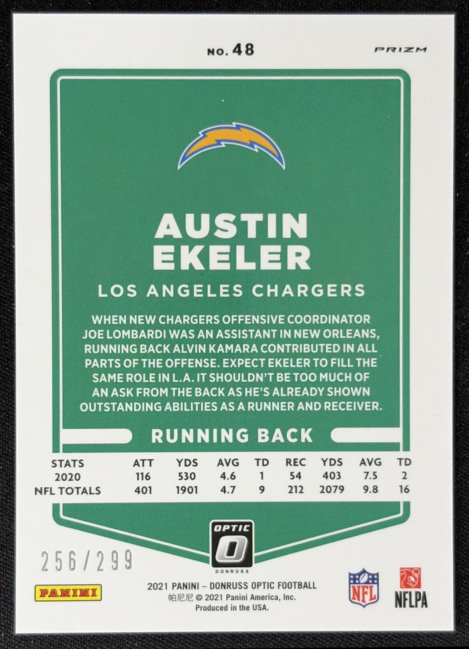 Austin Ekeler 2021 Panini Donruss Optic Wave /299 Chargers