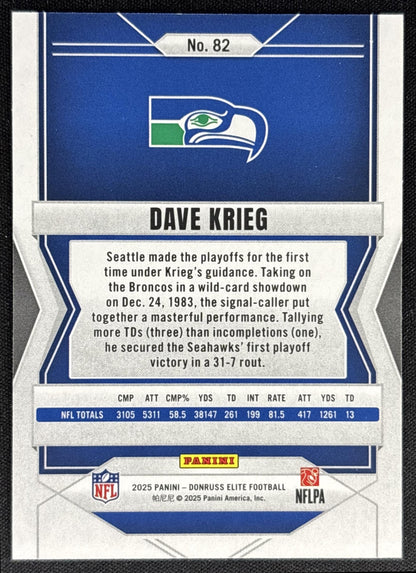 Dave Krieg 2025 Panini Donruss Elite Status Metallic Orange /849 Seahawks