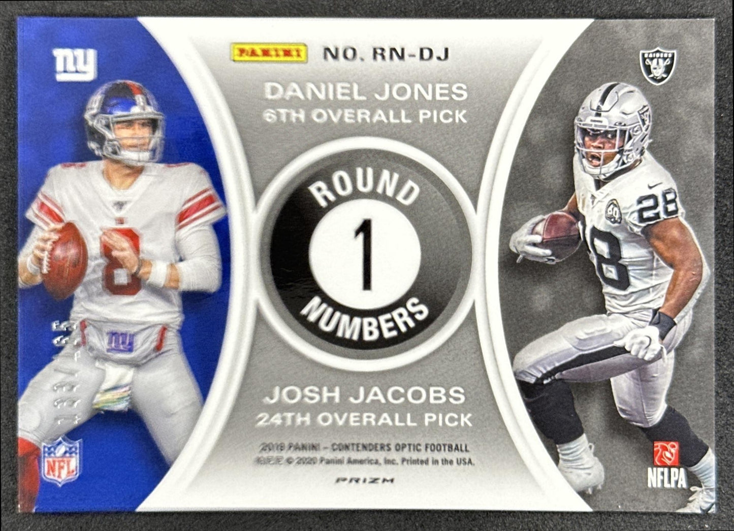 Daniel Jones Josh Jacobs 2020 Panini Contenders Optic /165 Raiders Giants
