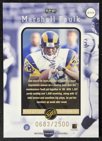 Marshall Faulk 2000 Playoff Prestige /2500 Rams back