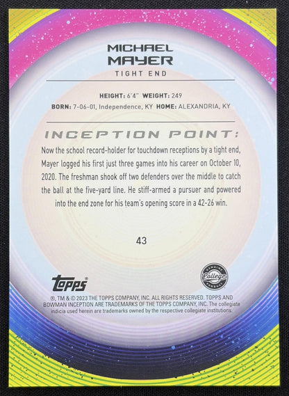 Michael Mayer 2022 Bowman University Inception Aqua Foil V1/199