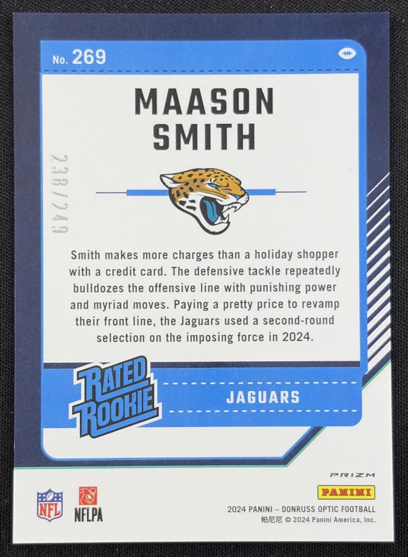 Maason Smith 2024 Panini Donruss Optic Orange /249 Jaguars