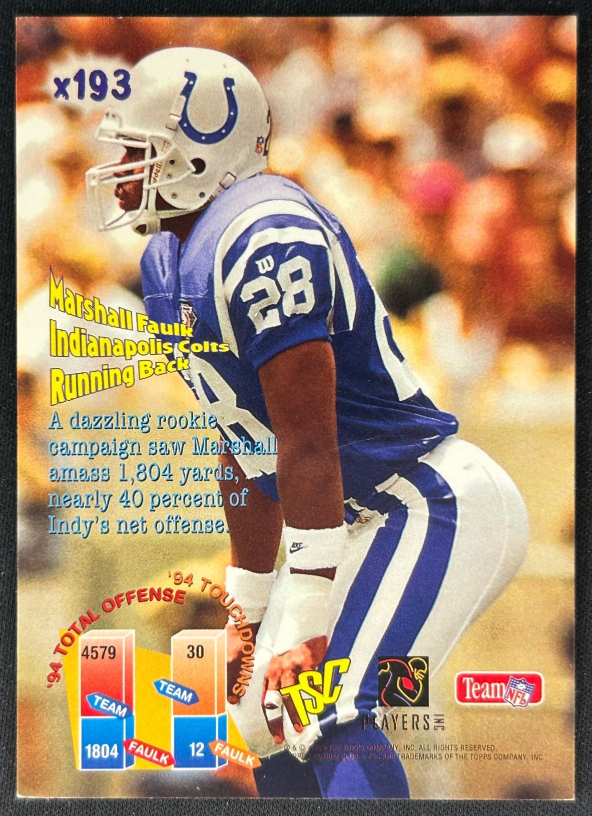 Marshall Faulk 1995 Stadium Club Colts