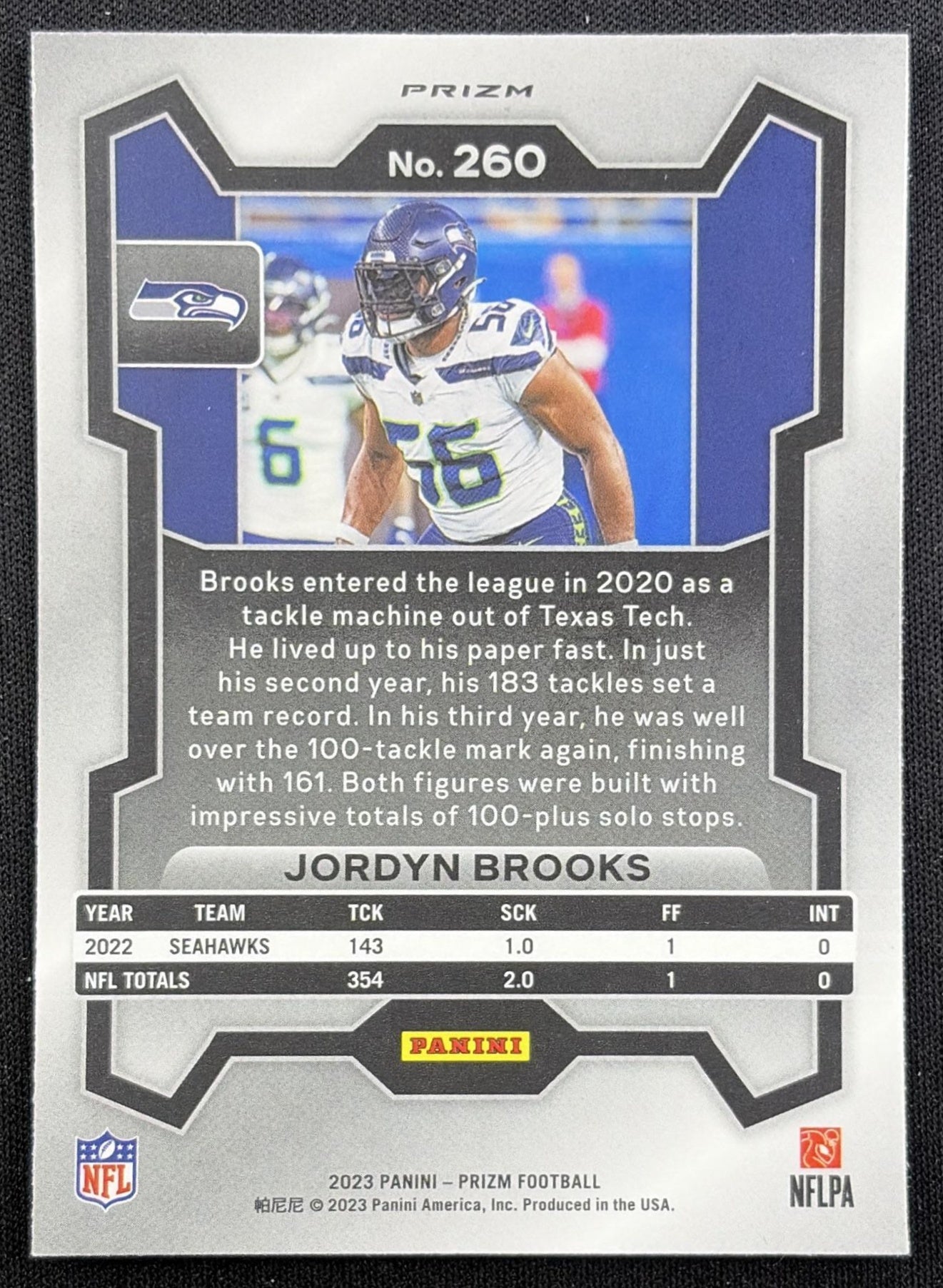 Jordyn Brooks 2023 Panini Prizm Green Wave Seahawks