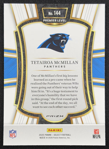 Tetairoa McMillan 2025 Panini Select Premier Level Pink Prizm Shock Panthers