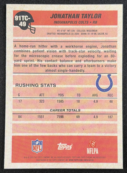 Jonathan Taylor 2026 Topps 1991 Chrome Mojo Refractor Colts back