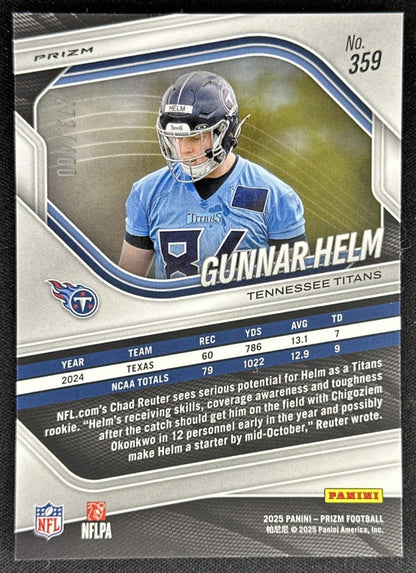 Gunnar Helm 2025 Panini Prizm Pandora /400 Titans
