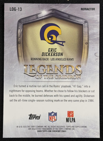 Eric Dickerson 2025 Topps Chrome Legends of the Gridiron Refractor Rams - Back