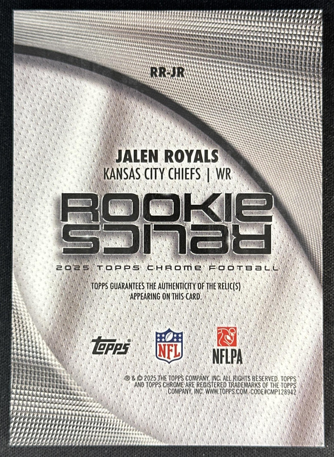 Jalen Royals 2025 Topps Chrome Rookie Relics Chiefs