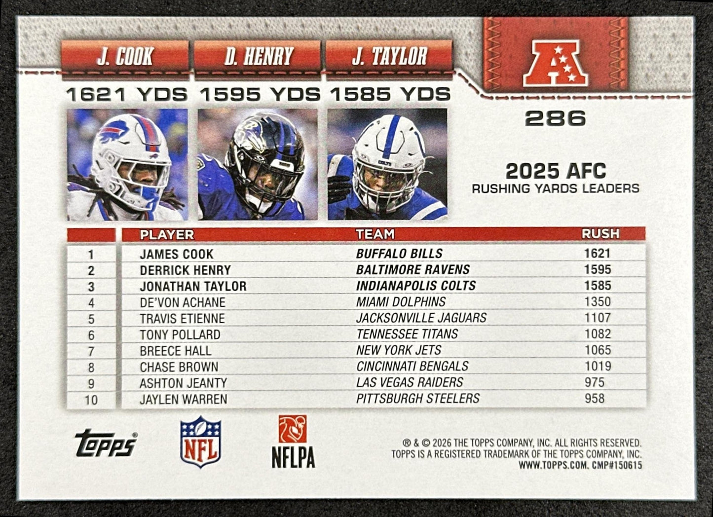 Derrick Henry Jonathan Taylor James Cook 2026 Topps Flagship Sports Trading Cards