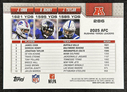 Derrick Henry Jonathan Taylor James Cook 2026 Topps Flagship Sports Trading Cards