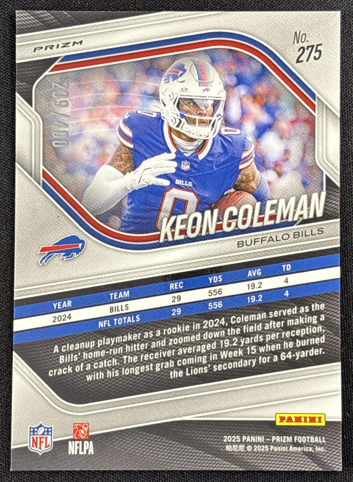 Keon Coleman 2025 Panini Prizm Pandora /400 Bills