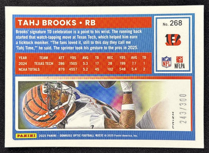 Tahj Brooks 2025 Panini Donruss Optic Rated Rookie Wave Prizm /300 Bengals