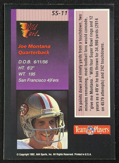 Joe Montana 1992 Wild Card Stat Smashers 1000 Stripe 49ers - back