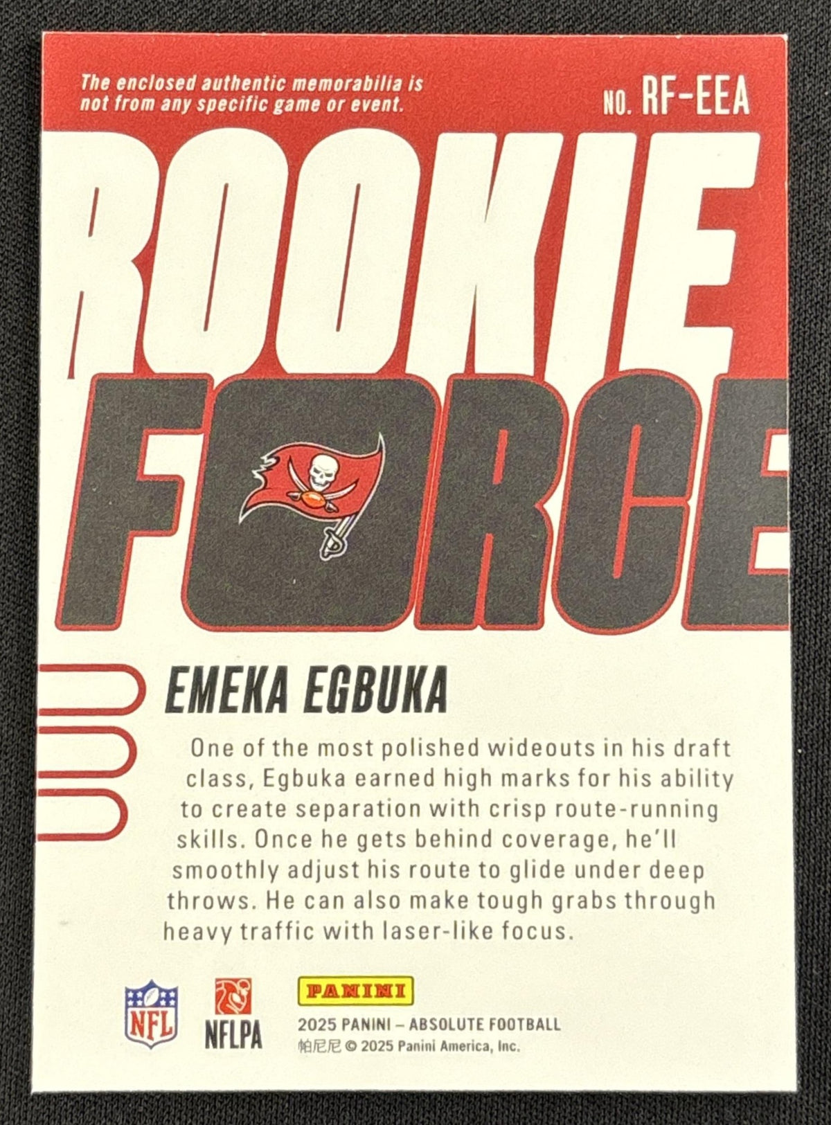 Emeka Egbuka 2025 Panini Absolute Rookie Force Buccaneers 2 Sports Trading Card
