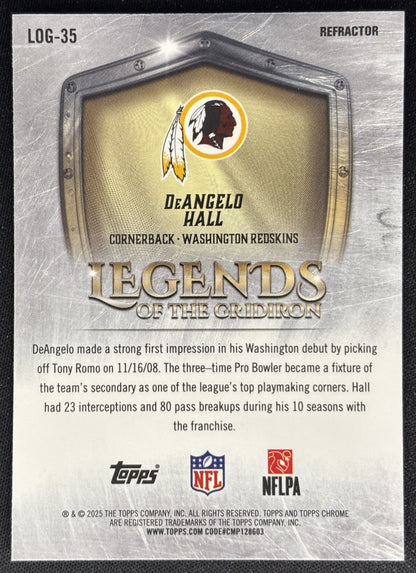 DeAngelo Hall 2025 Topps Chrome Legends of the Gridiron Refractor Redskins Sports Trading Cards