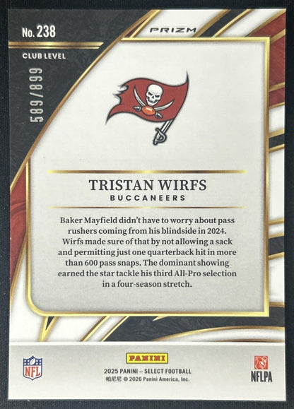 Tristan Wirfs 2025 Panini Select Club Level Copper Prizm Shock /899 Buccaneers back