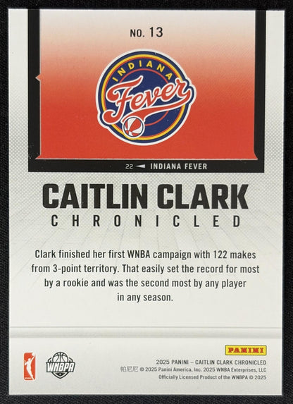 Caitlin Clark 2025 Panini Chronicled WNBA Red Holo Fever 13