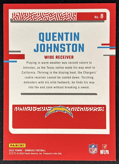 Quentin Johnston 2023 Panini Donruss The Rookies Chargers back