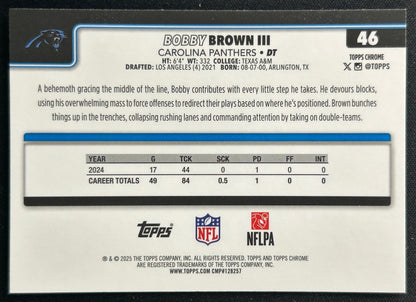 Bobby Brown III 2025 Topps Chrome Panthers Sports Trading Cards