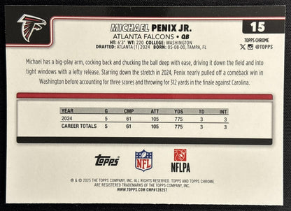 Michael Penix Jr. 2025 Topps Chrome Sapphire Falcons Sports Trading Cards