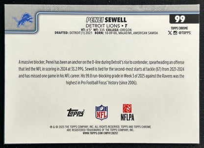 Penei Sewell 2025 Topps Chrome Lions Sports Trading Cards
