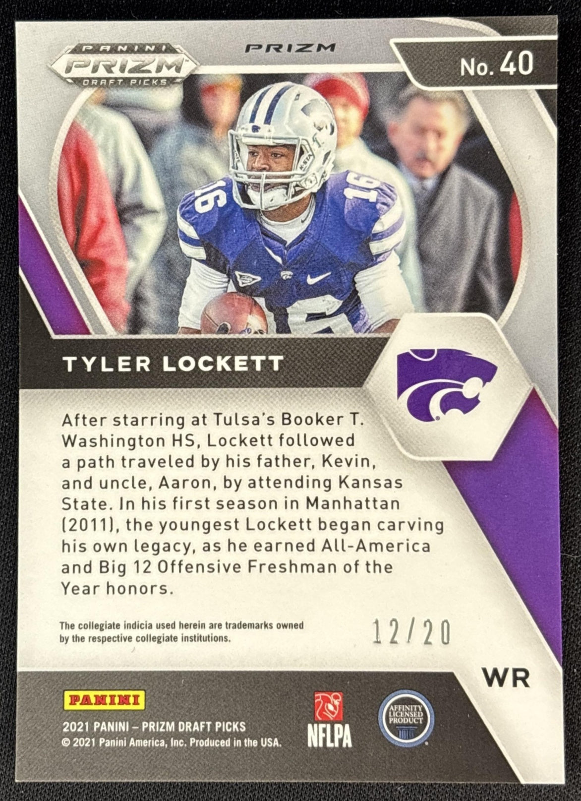 Tyler Lockett 2021 Panini Prizm Draft Picks Collegiate Pink Circles /20 Wildcats Sports Trading Card