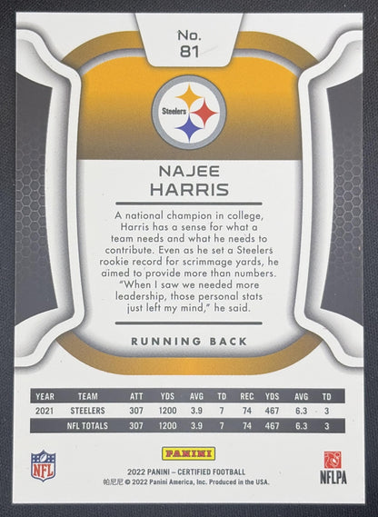 Najee Harris 2022 Panini Certified Mirror Red /99 Steelers