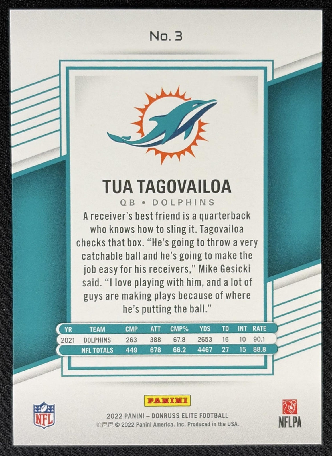 Tua Tagovailoa 2022 Panini Donruss Elite Purple /99 Dolphins