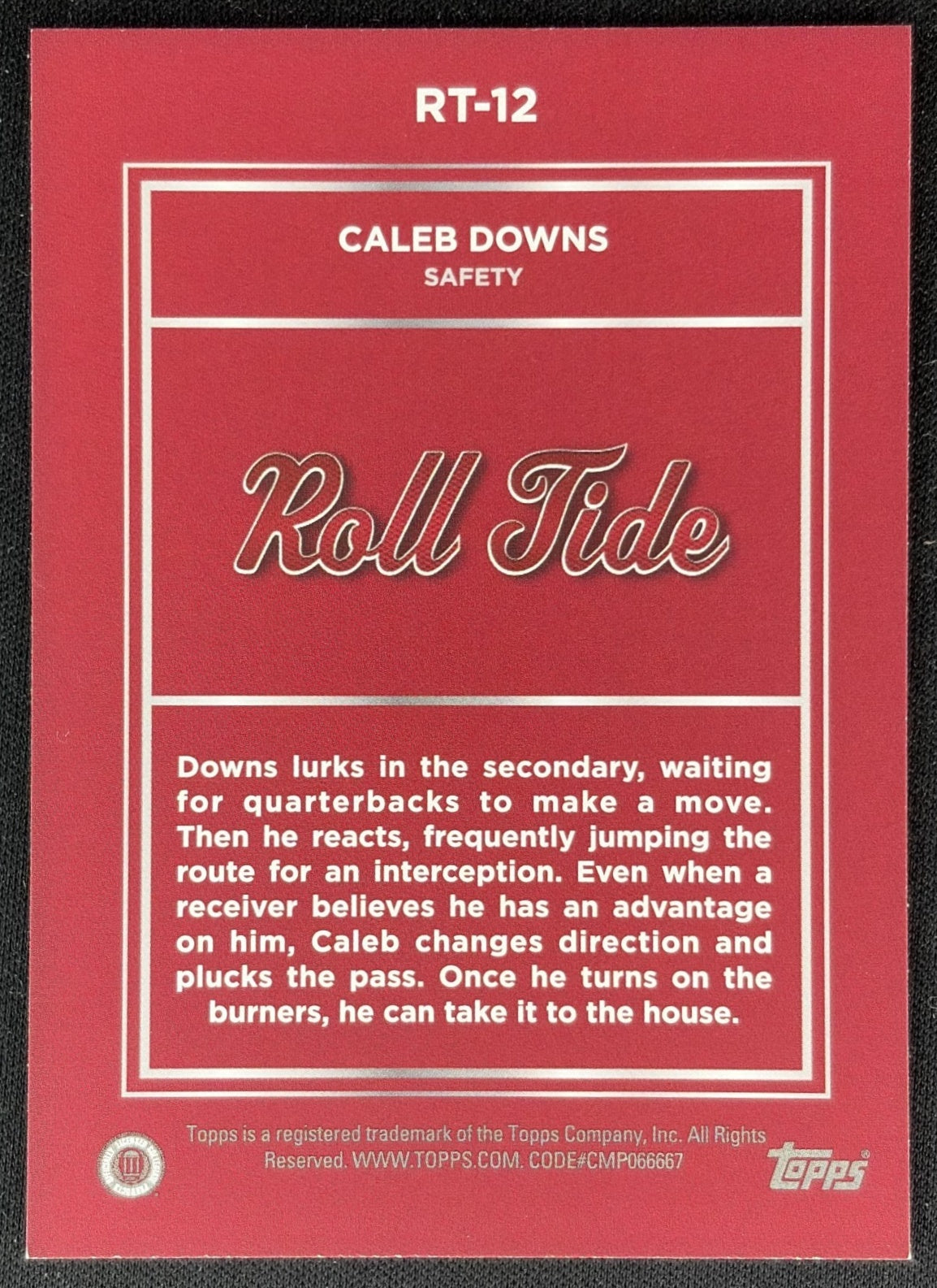 Caleb Downs 2023 Bowman University Alabama Crimson Tide Roll back