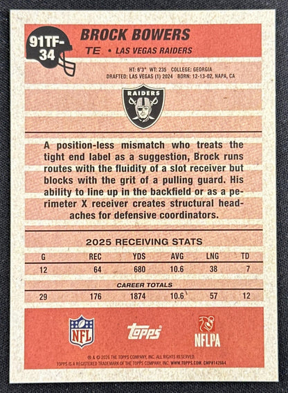 Brock Bowers 2026 Topps Flagship 1991 Raiders