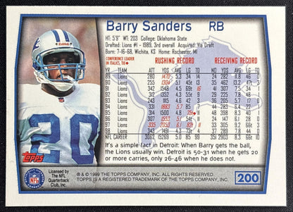 Barry Sanders 1999 Topps Lions