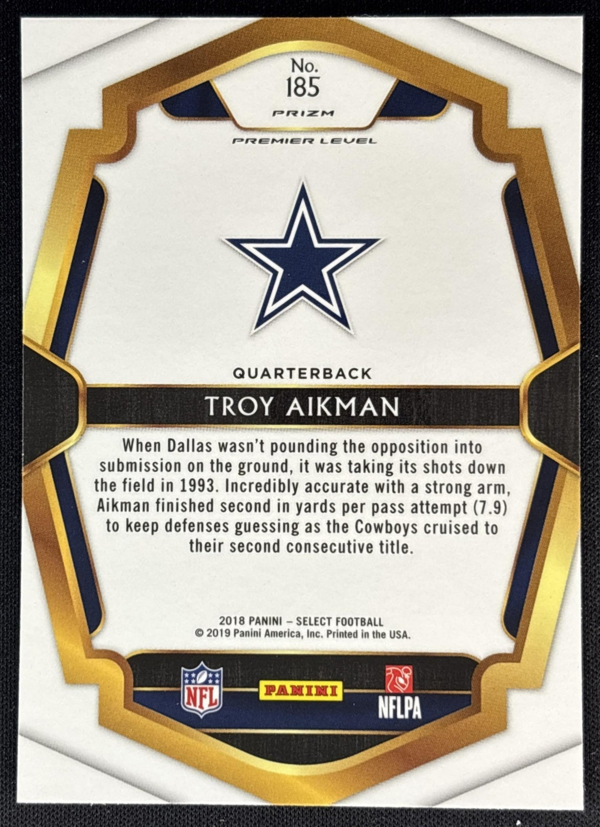 Troy Aikman 2018 Panini Select Silver Prizm Cowboys