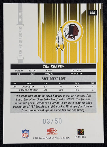 Zak Keasey 2005 Leaf Rookies & Stars Longevity True Blue /50 Redskins