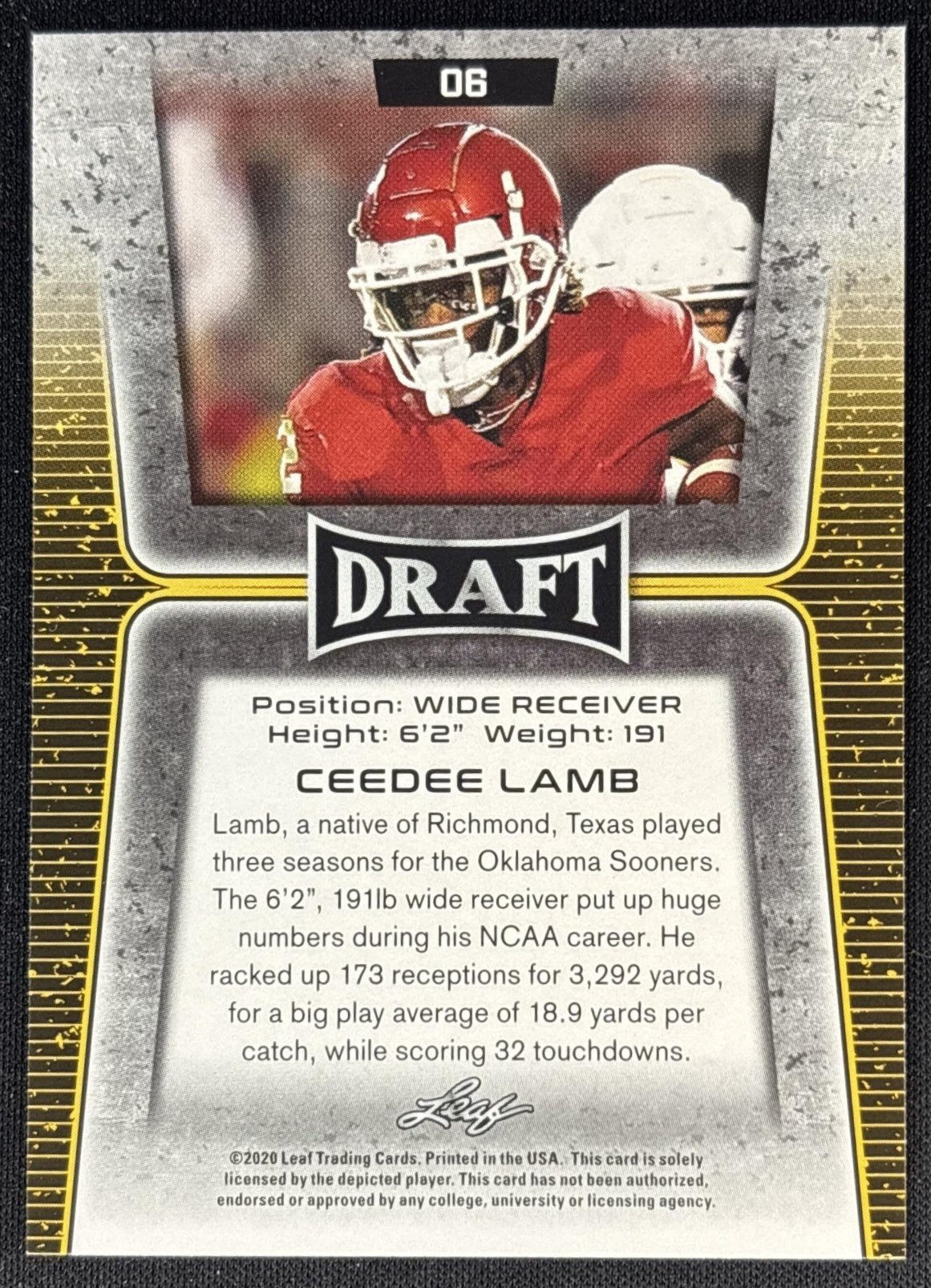 CeeDee Lamb 2020 Leaf Draft Sooners Sports Trading Cards